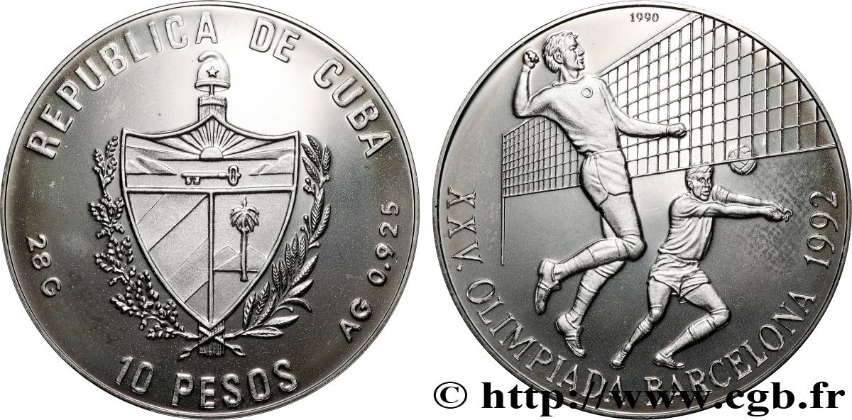 CUBA 10 Pesos Proof JO Barcelone 1992 1990 La Havane SPL 