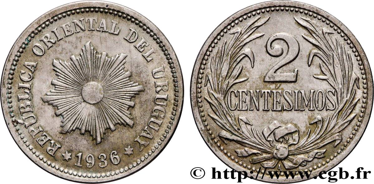 URUGUAY 2 Centesimos 1936 Vienne SUP 