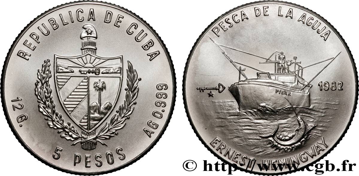 KUBA 5 Pesos Marlin Fishing 1982  fST 