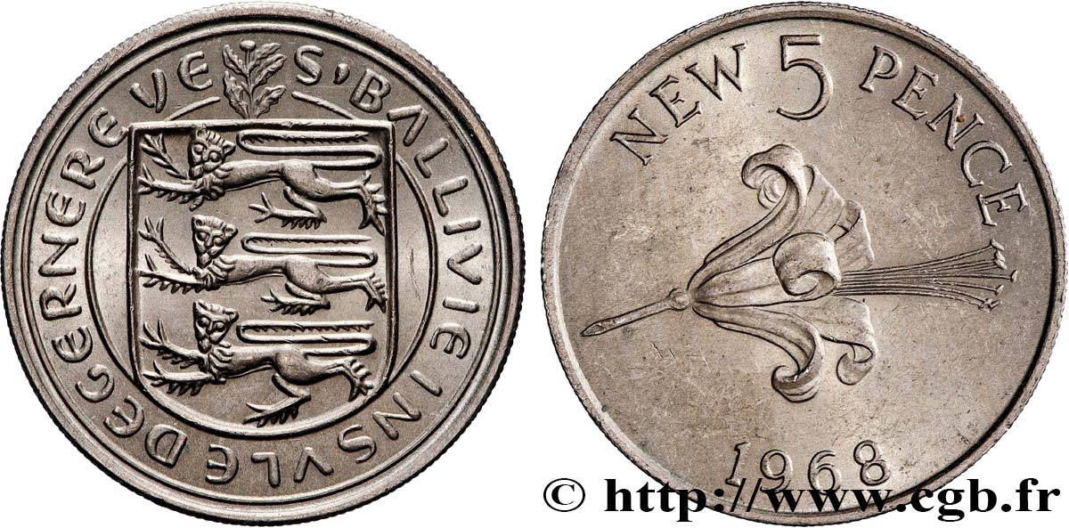 GUERNSEY 5 New Pence 1968  SC 