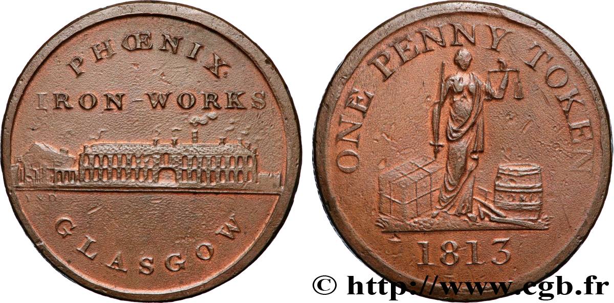 ÉCOSSE 1 Penny token Glasgow 1813  TTB 