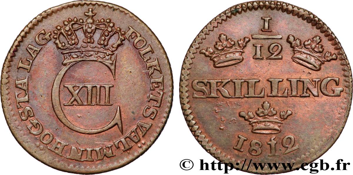 SUÈDE 1/12 Skilling Charles XIII 1812  SUP 