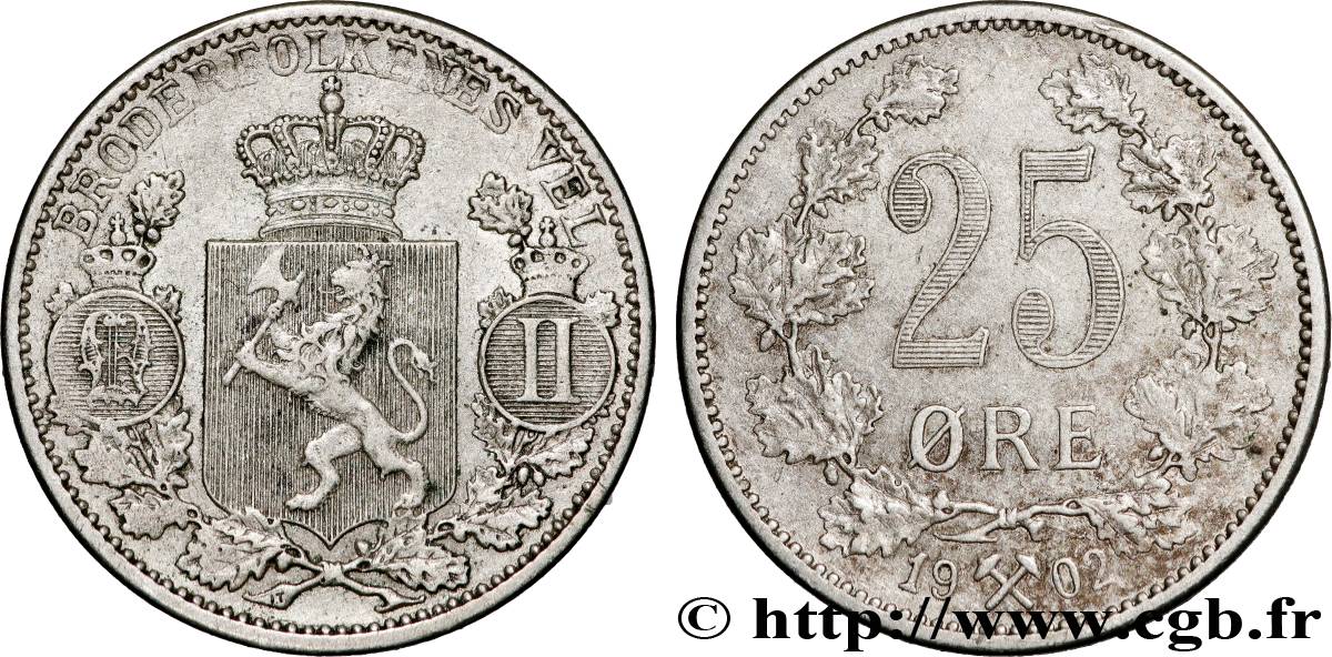 NORUEGA 25 Ore oscar II 1902  MBC 