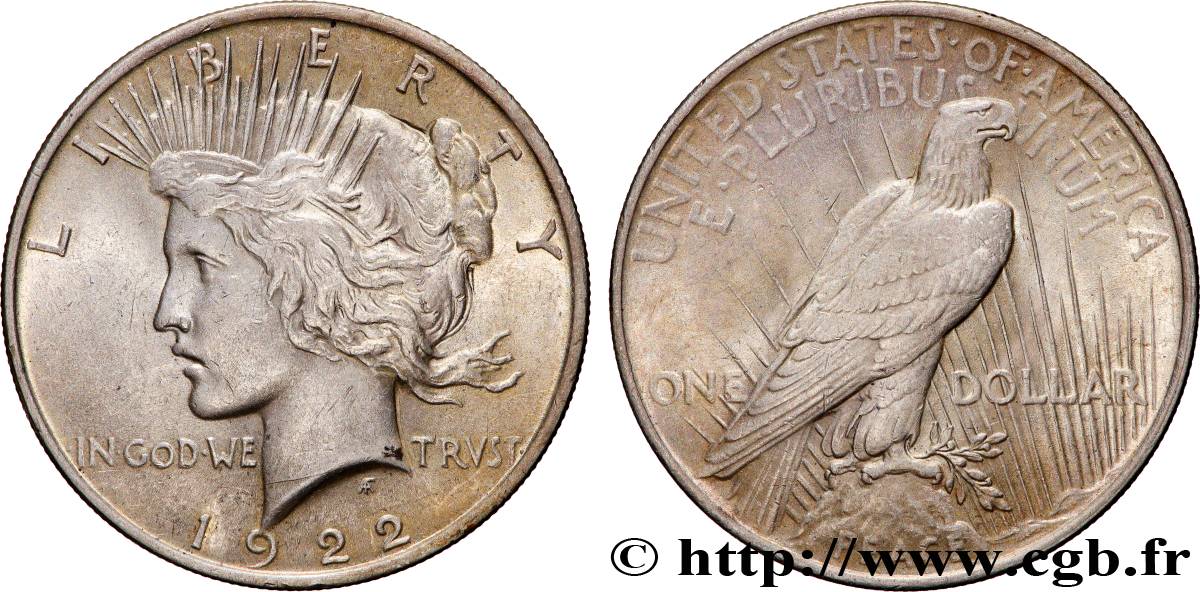 ÉTATS-UNIS D AMÉRIQUE 1 Dollar Peace 1922 Philadelphie TTB+ 