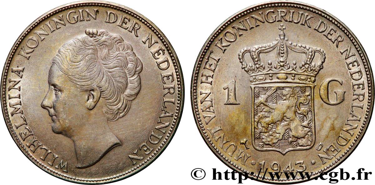 PAíSES BAJOS 1 Gulden Wilhelmina 1943  MBC+ 