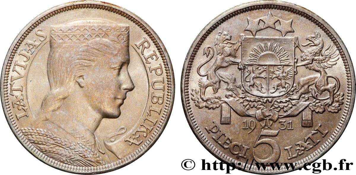LETTLAND 5 Lati 1931  fVZ 