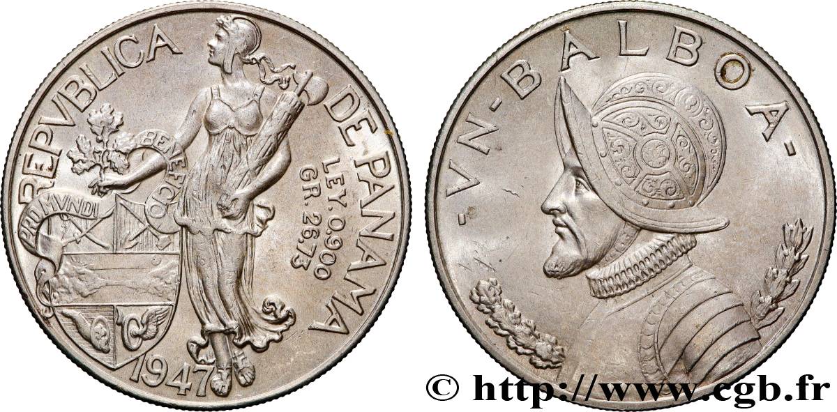 PANAMA 1 Balboa Vasco Nunez de Balboa 1947  SUP 