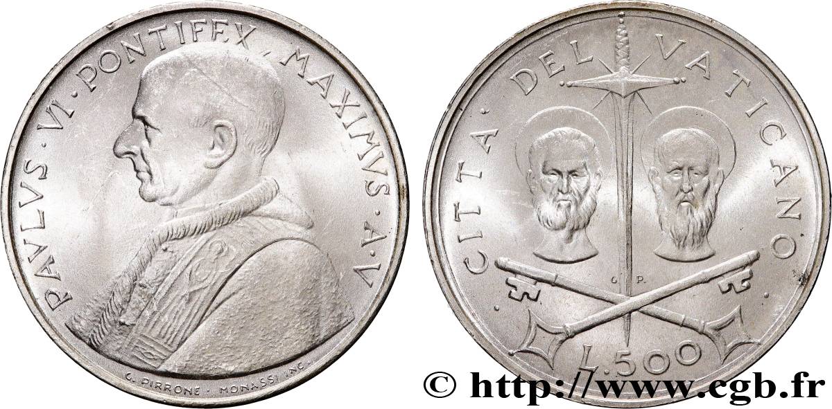 VATICANO E STATO PONTIFICIO 500 Lire Paul VI an V 1967 Rome MS 