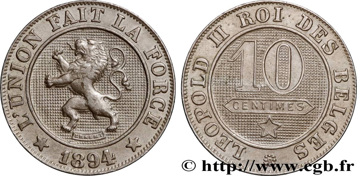 BÉLGICA 10 Centimes lion légende française 1894  MBC 