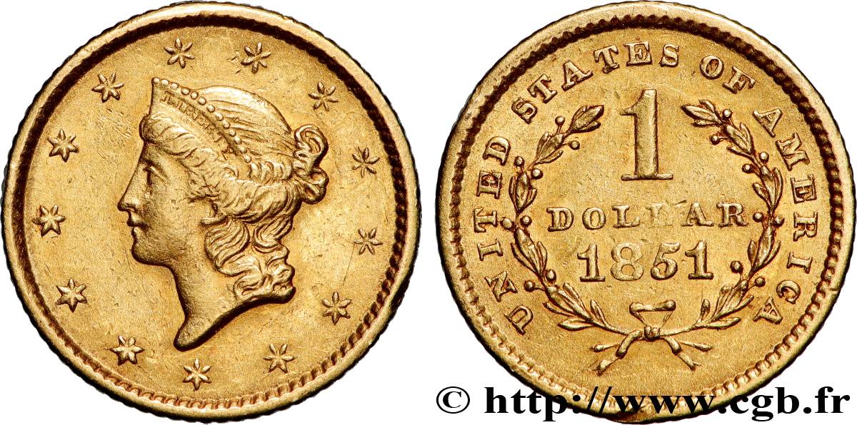 UNITED STATES OF AMERICA 1 Dollar  Liberty head , 1er type 1851 Philadelphie SS 