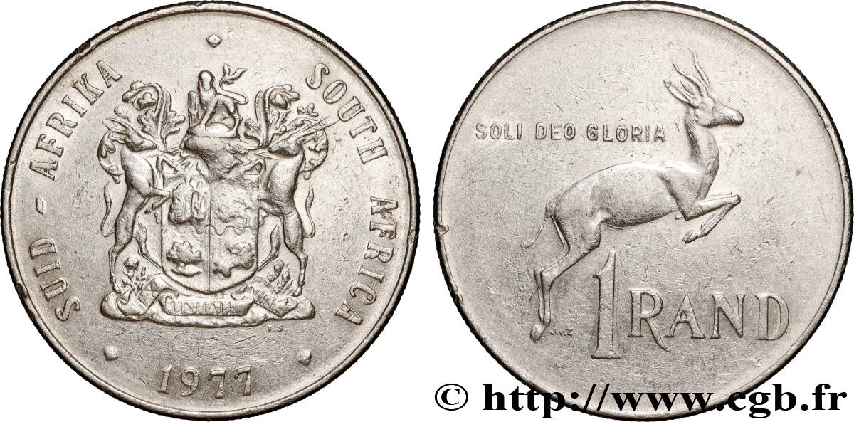 SOUTH AFRICA 1 Rand springbok 1977 Pretoria XF 