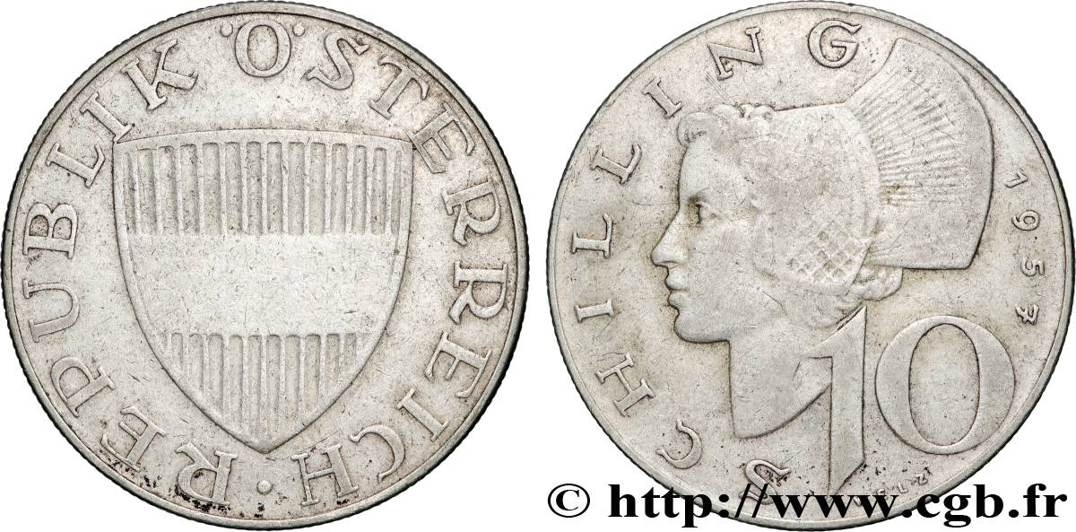 AUSTRIA 10 Schilling 1957  XF 