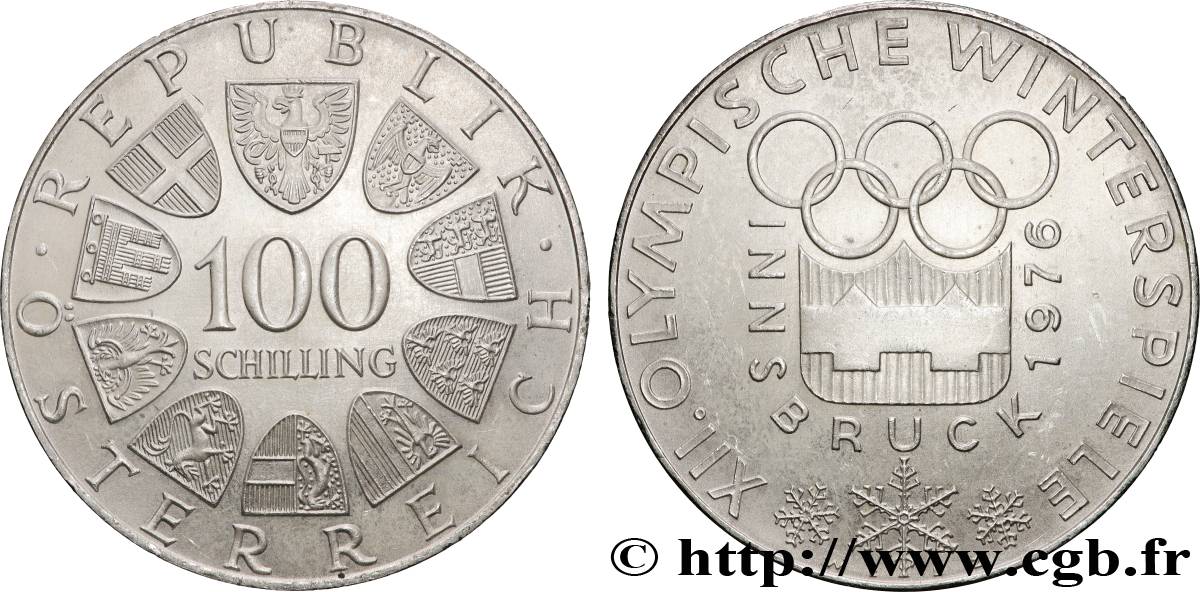 AUSTRIA 100 Schilling J.O. d’hiver d’Innsbruck 1976 (1974) Vienne AU 