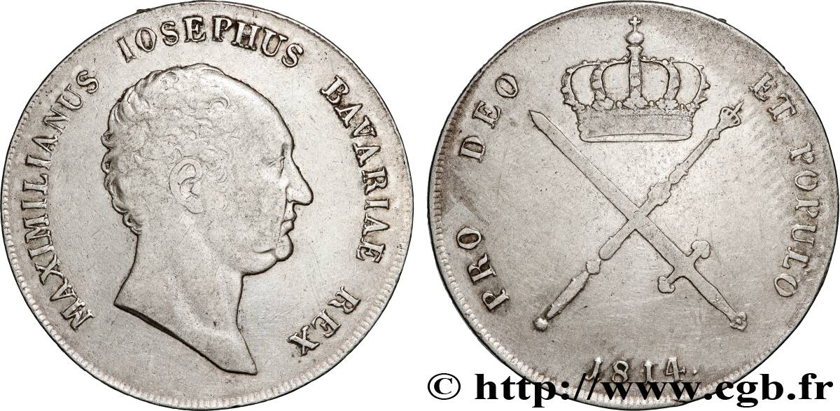 GERMANY - BAVARIA Thaler à la couronne 1814 Münich XF 