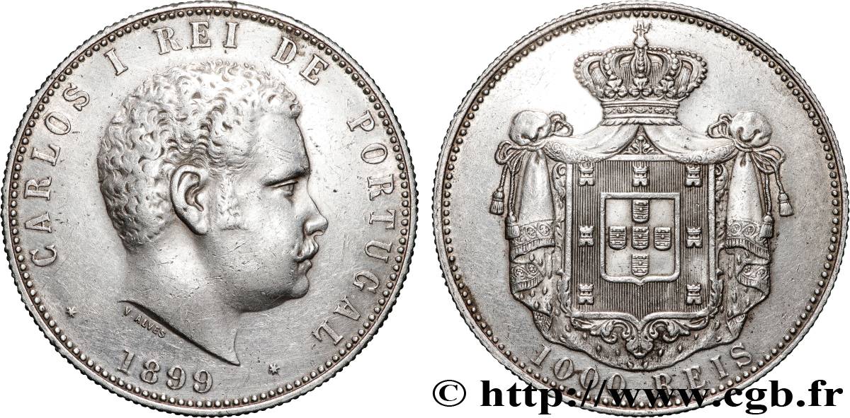 PORTUGAL - ROYAUME DU PORTUGAL - CHARLES Ier 1000 Reis  1899  TTB 