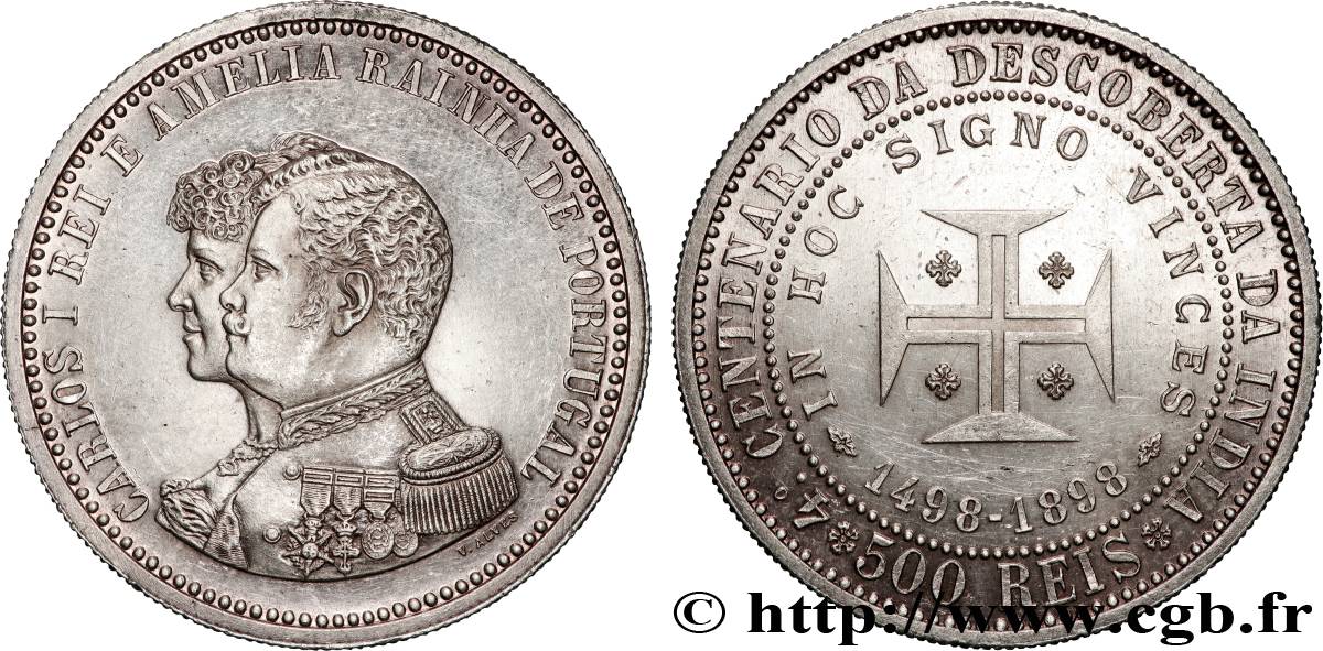 PORTUGAL 500 Réis Charles Ier et Amélie 1898  SPL 