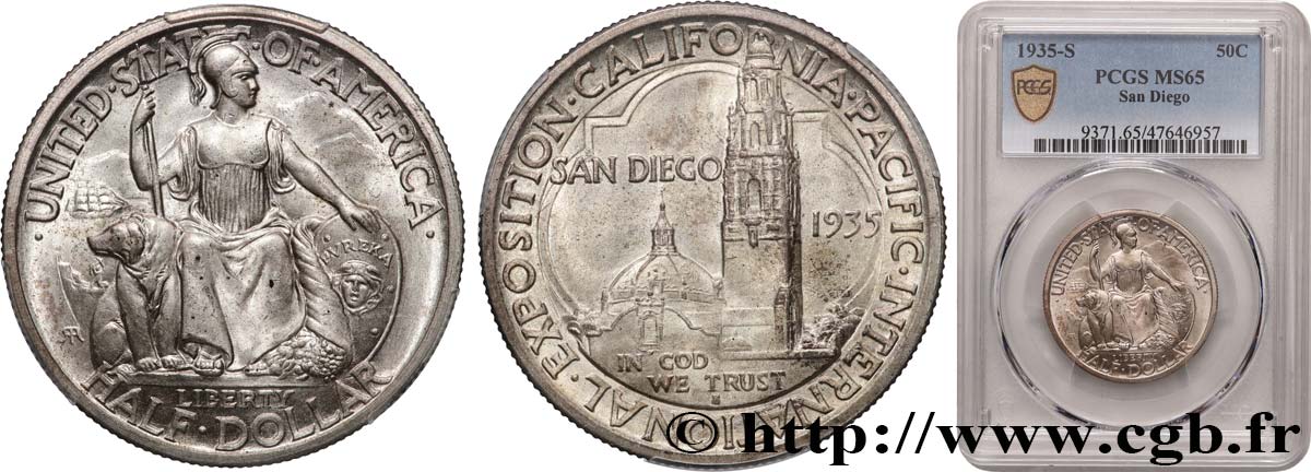 UNITED STATES OF AMERICA 1/2 Dollar Exposition Californie-Pacifique 1935 San Francisco MS65 PCGS