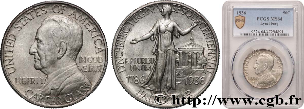 ÉTATS-UNIS D AMÉRIQUE 1/2 Dollar Lynchburg 1936 Philadelphie SPL64 PCGS