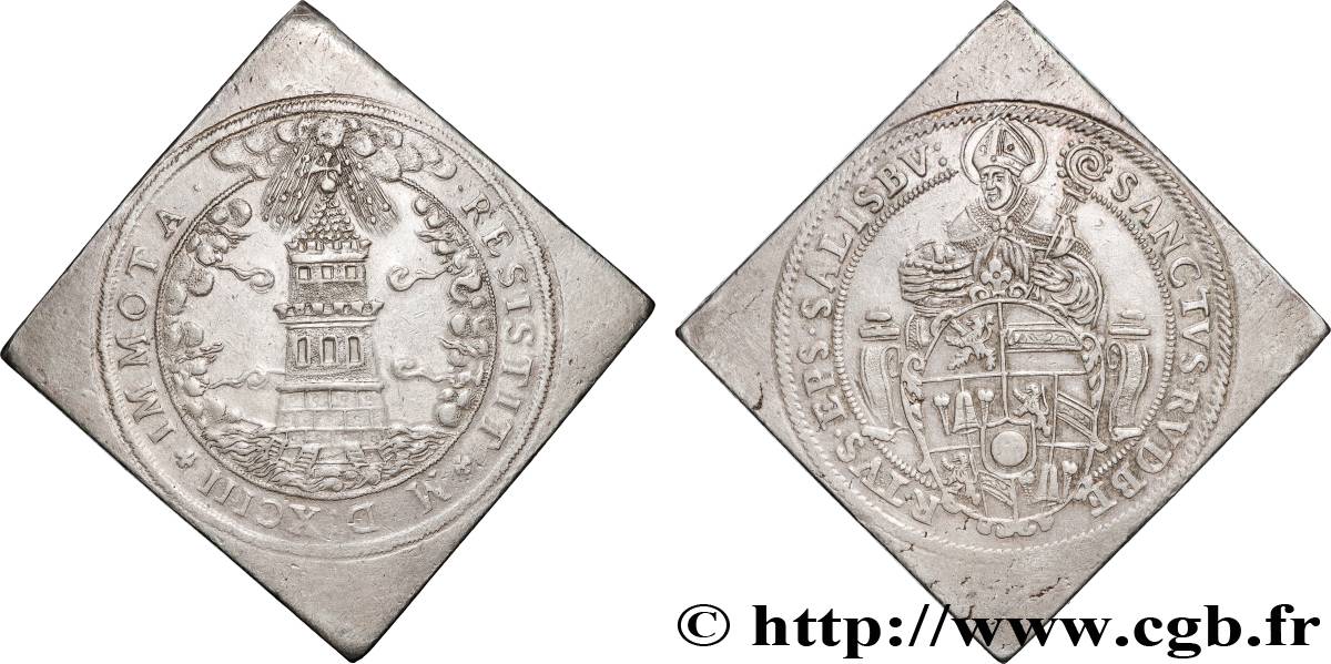 AUTRICHE - ARCHEVÊCHÉ DE SALZBOURG - WOLF DIETRICH VON RAITENAU Thalerklippe (poids double) 1593 Salzbourg fVZ 