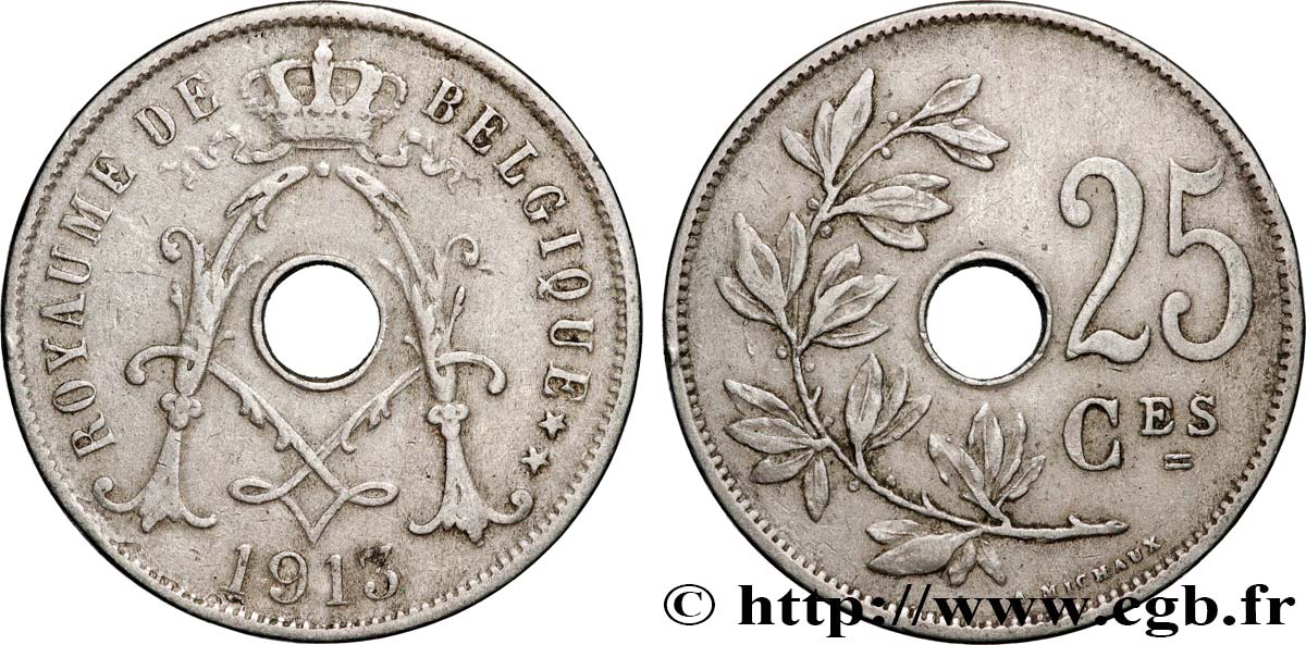 BELGIO 25 Centimes Albert Ier 1913  q.BB 