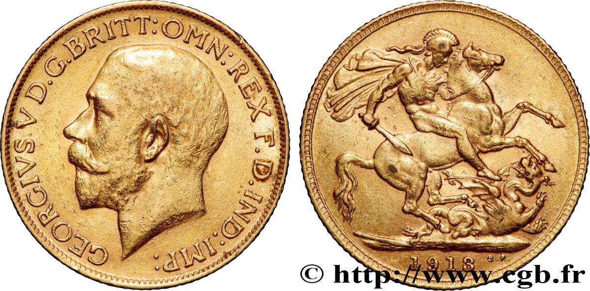 INVESTMENT GOLD 1 Souverain Georges V 1913 Londres AU 