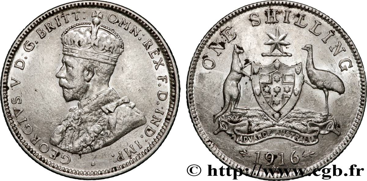 AUSTRALIA 1 Shilling Georges V 1916 Melbourne XF 