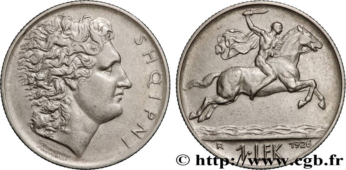 ALBANIE 1 Lek Alexandre / cavalier sur cheval bondissant 1926 Rome TTB+ 