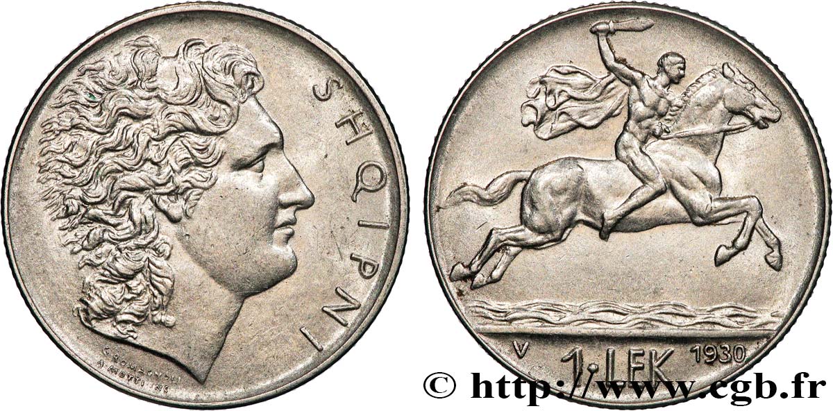 ALBANIA 1 Lek Alexandre / cavalier sur cheval bondissant 1930 Vienne - V AU 