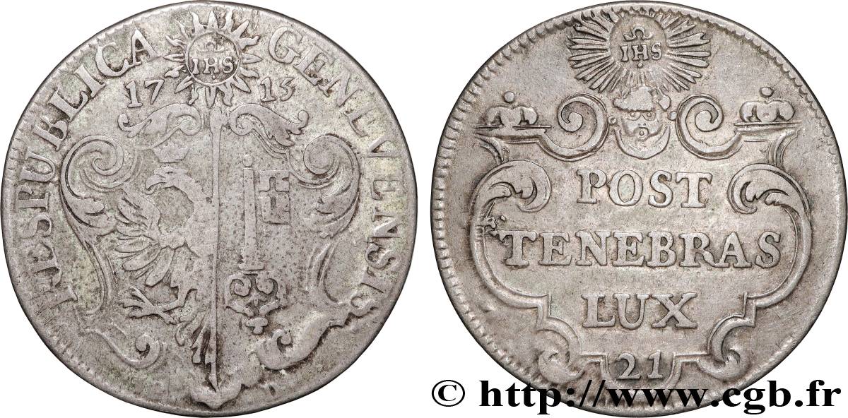 SWITZERLAND - REPUBLIC OF GENEVA 21 Sols - République de Genève 1713  VF 