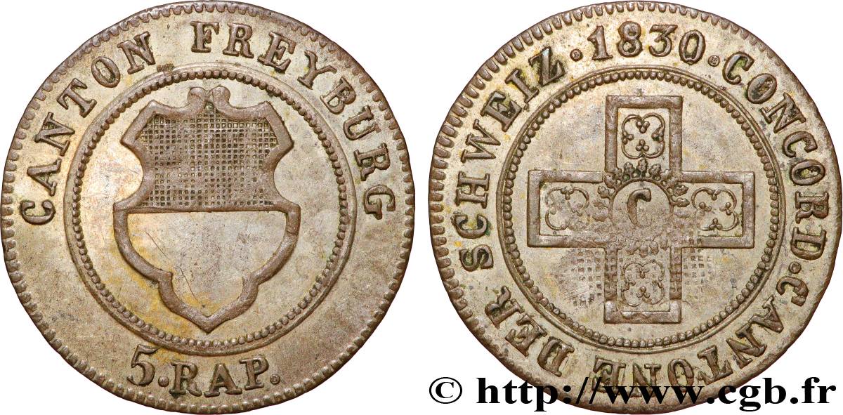 SUISSE - CANTON DE FRIBOURG 5 Rappen - Canton de Fribourg 1830  SUP 