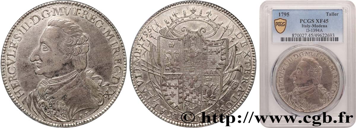 ITALIE - MODENE - ERCOLE III D’ESTE Tallero 1795 Modène TTB45 PCGS