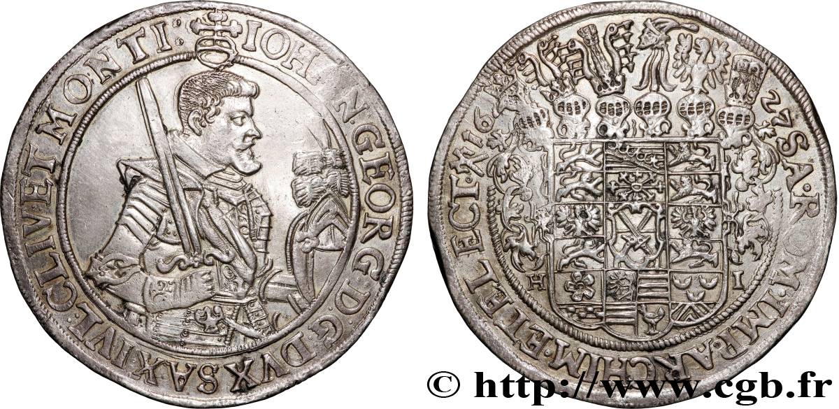 GERMANY - SAXONY - JEAN-GEORGES I Thaler 1627 Dresde SPL 