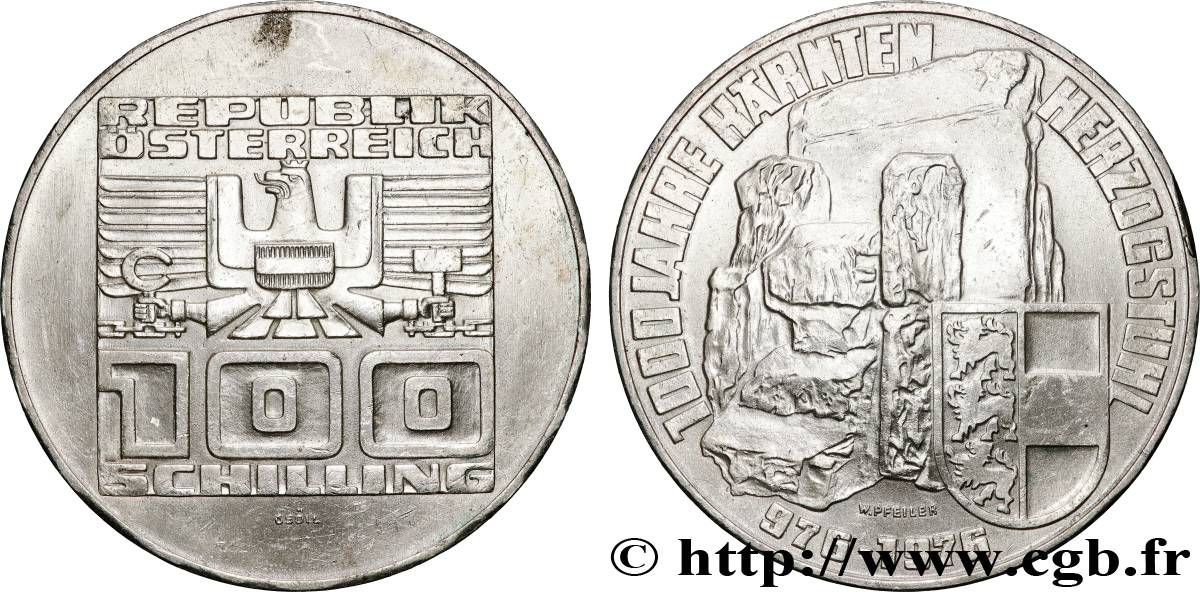 AUTRICHE 100 Schilling 1000e anniversaire de la Carinthie 1976  SUP 