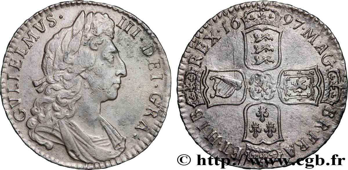 INGLATERRA - GUILLERMO III 1/2 Crown  1697  BC+ 