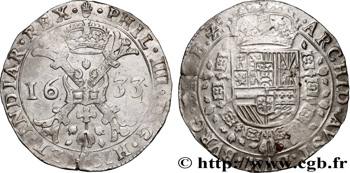 SPANISCHE NIEDERLANDE - HERZOGTUM BRABANT - PHILIPP IV. Patagon 1633 Anvers VZ 