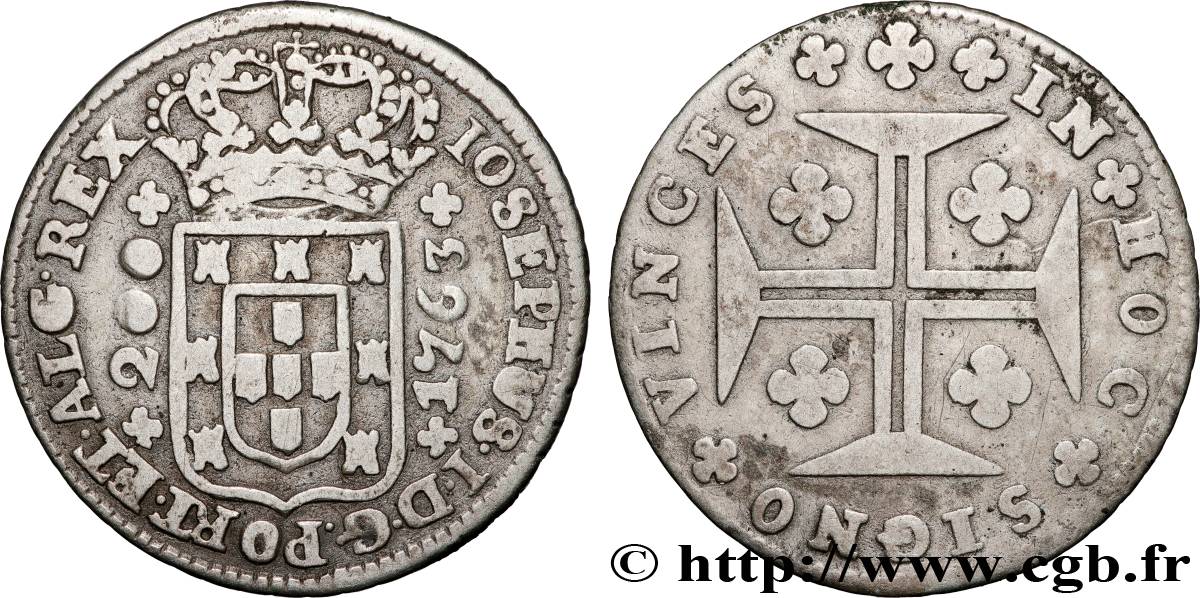 PORTUGAL 200 Réis frappe au nom de Joseph Ier 1763  TTB 