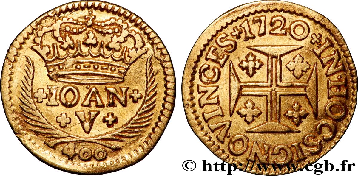 PORTUGAL - ROYAUME DE PORTUGAL - JEAN V 400 Réis Jean V 1720 Lisbonne fVZ 