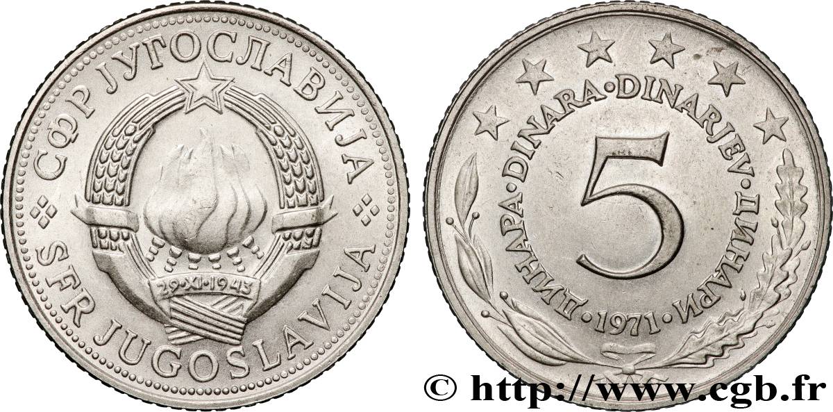 YUGOSLAVIA 5 Dinara 1971  MS 