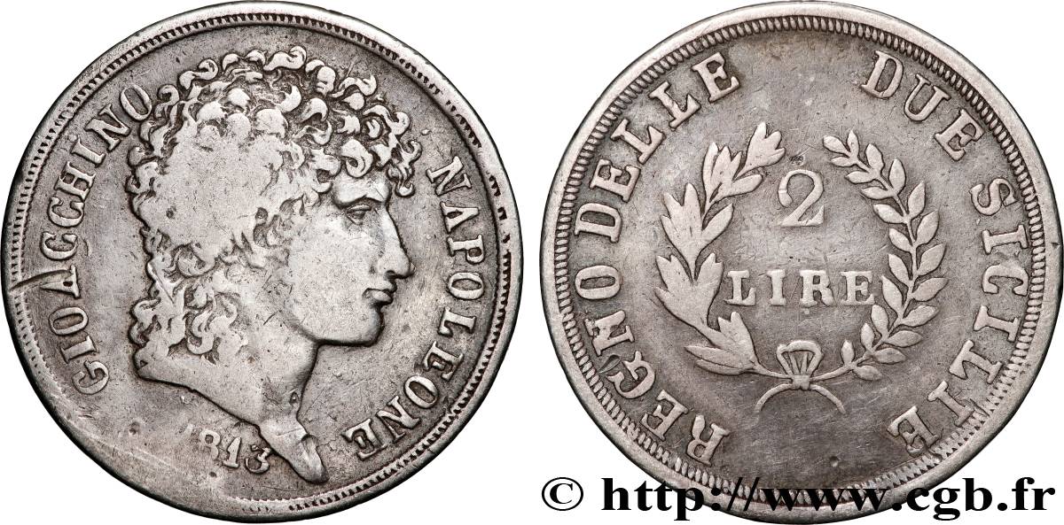 ITALIEN - KÖNIGREICH NEAPEL - JOACHIM MURAT 2 Lire 1813  fSS 