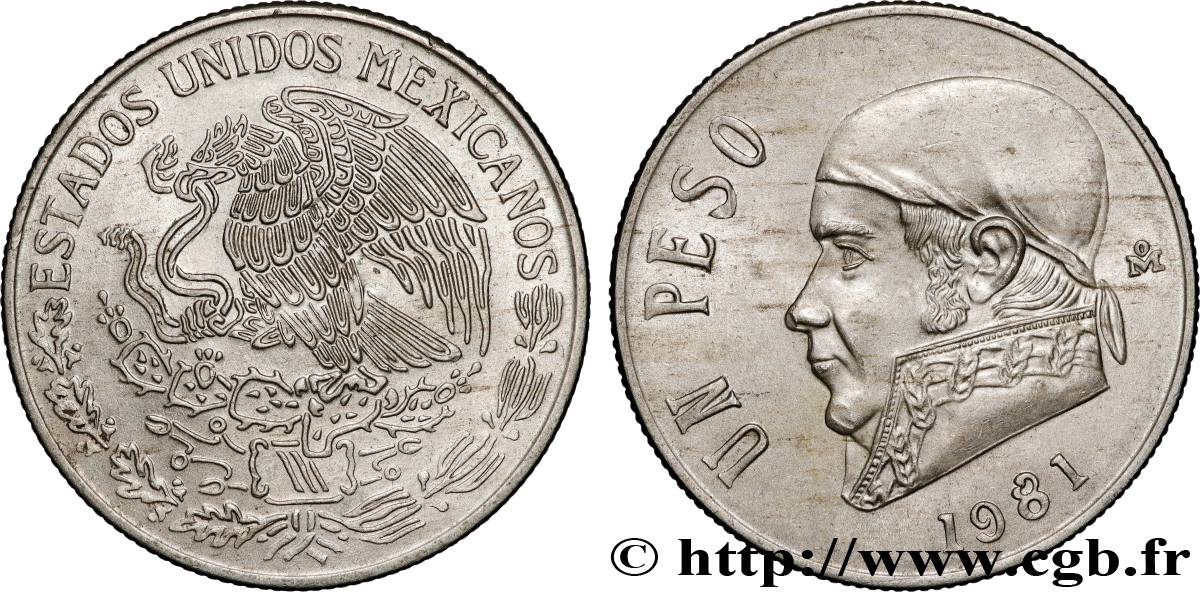 MEXIQUE 1 Peso Jose Morelos y Pavon 1981 Mexico SUP 