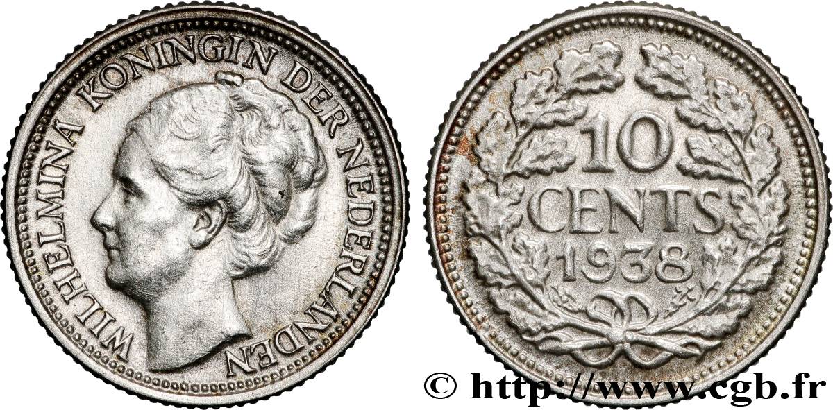 PAíSES BAJOS 10 Cents Reine Wilhelmine 1938 Utrecht MBC 