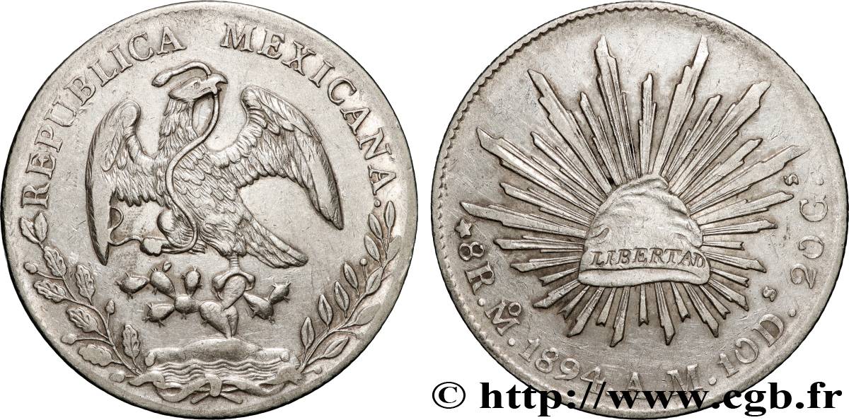 MEXICO 8 Reales 1894 Mexico XF 