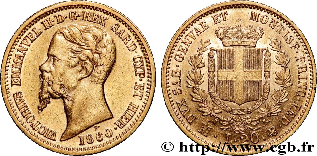 ITALIE - ROYAUME DE SARDAIGNE 20 Lire Victor Emmanuel II 1860 Milan TTB+ 