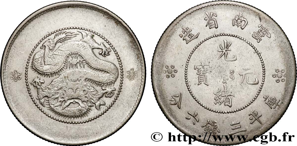 CHINE 50 Cents Province du Yunnan, désaxée à 3 heures 1911  TTB 