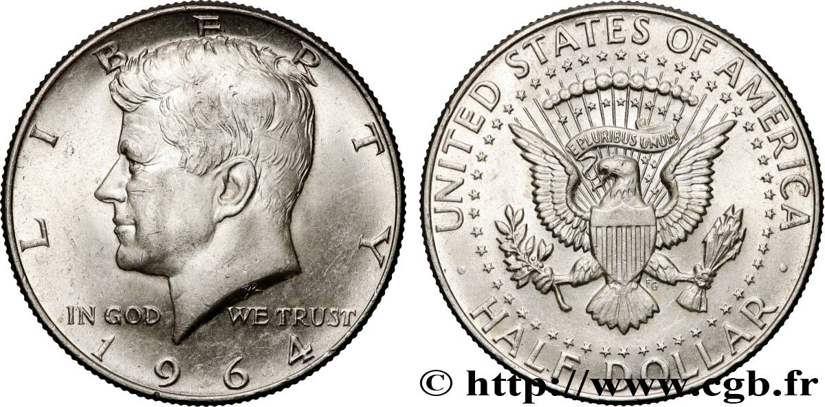 UNITED STATES OF AMERICA 1/2 Dollar Kennedy 1964 Philadelphie AU 