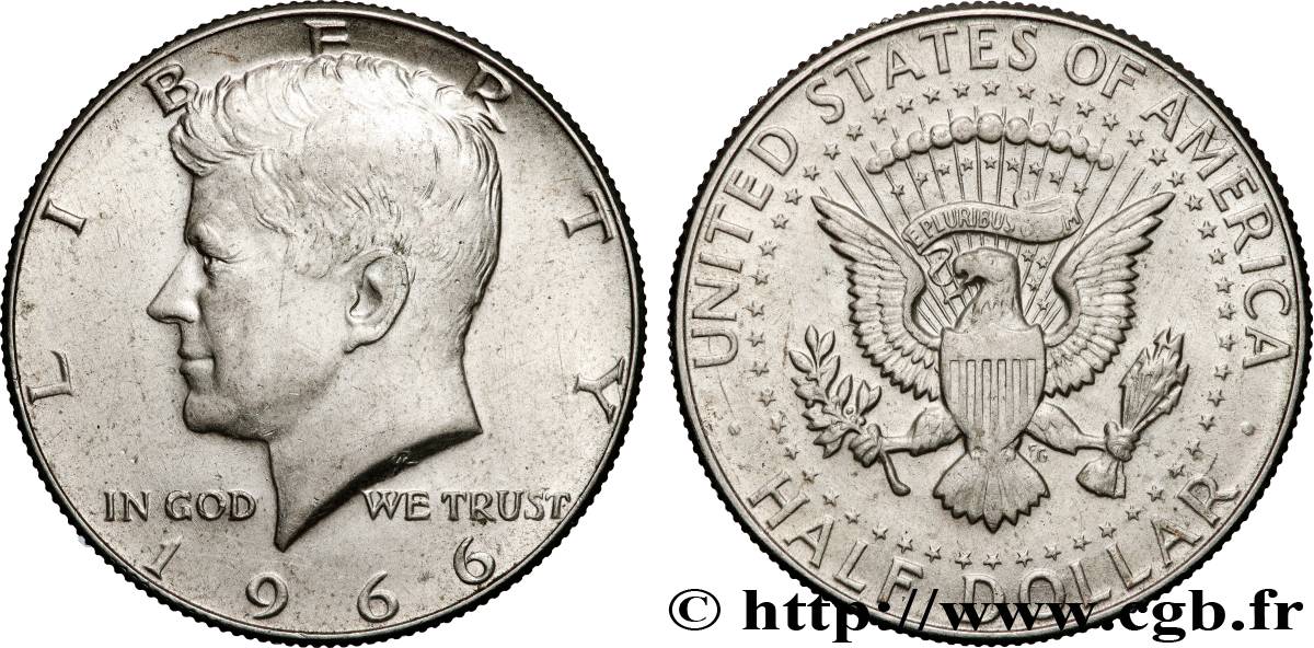 ÉTATS-UNIS D AMÉRIQUE 1/2 Dollar Kennedy 1966 Philadelphie SUP 