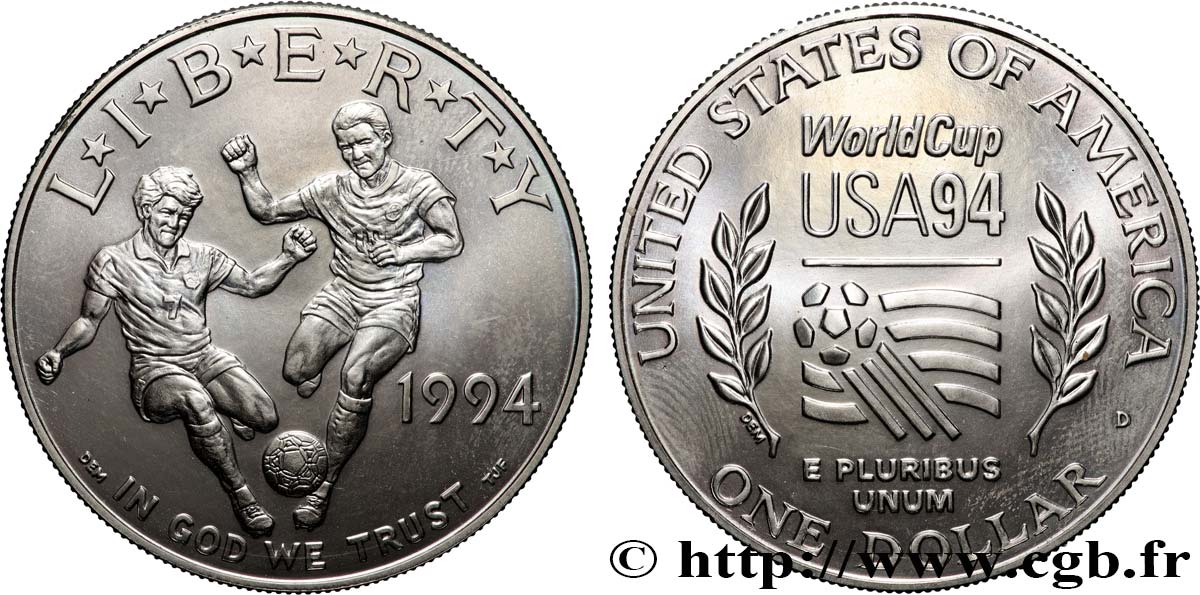 UNITED STATES OF AMERICA 1 Dollar Coupe du Monde de Football USA 94 1994 Denver MS 