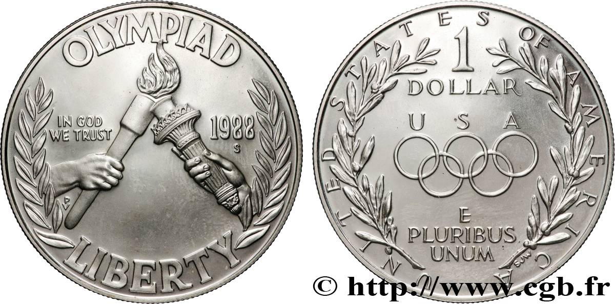 ÉTATS-UNIS D AMÉRIQUE 1 Dollar Proof Jeux Olympiques de Séoul 1988 San Francisco SPL 