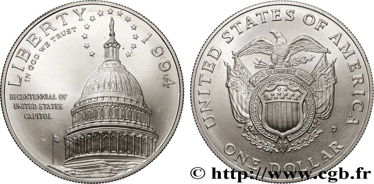 ÉTATS-UNIS D AMÉRIQUE 1 Dollar dôme du Capitol 1994 Denver SPL 