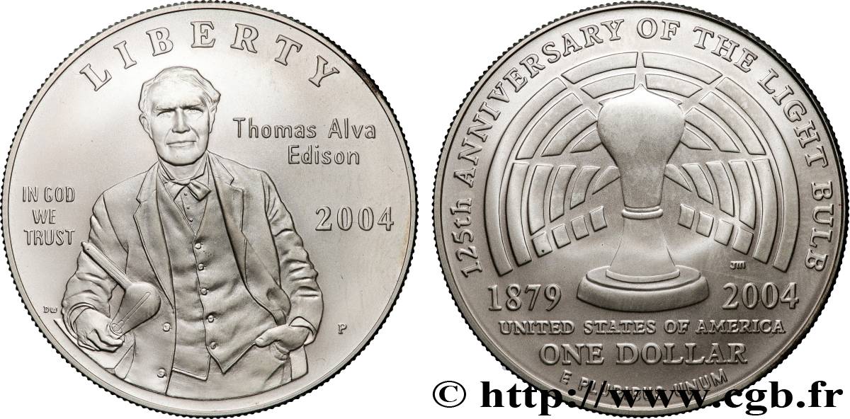 ÉTATS-UNIS D AMÉRIQUE 1 Dollar Thomas Edison 2004 Philadelphie SPL 